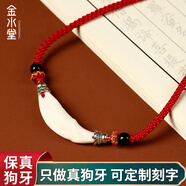 金水堂黑狗牙項鏈吊墜護身符嬰兒兒童寶寶噩夢(mèng)收驚項鏈男女士本命年掛件 雙孔狗牙紅繩款 牙長(cháng)4cm左右