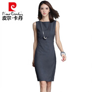 皮爾卡丹（pierre cardin）氣質(zhì)通勤女裝春夏新款中長(cháng)款OL職業(yè)修身包臀純色無(wú)袖打底連衣裙秋 深灰色 L