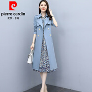 皮爾卡丹（pierre cardin）小香風(fēng)連衣裙套裝2025年春秋裝新款女裝氣質(zhì)早秋季長(cháng)袖套裝裙子針 海藍 L