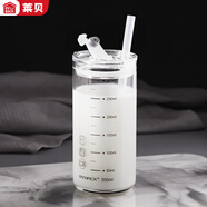 萊貝（RYBACK）兒童牛奶杯玻璃水杯帶刻度吸管杯微波爐早餐杯寶寶喝奶杯子果汁杯刻度杯