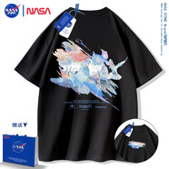 NASA STONE聯(lián)名短袖t恤男夏季新款潮流寬松純棉學生百搭上衣半袖情侶裝夏裝 黑色 S 推薦體重80-90斤