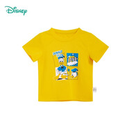 迪士尼寶寶（Disney Baby）迪士尼童裝兒童T恤米奇米妮印花圓領(lǐng)短袖T恤純棉 男童亮黃(S1719) 24個(gè)月/身高90cm