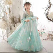 兒童漢服女童夏季薄款古裝中國風(fēng)超仙連衣裙大童長(cháng)袖女孩古風(fēng)仙氣 蝶戀花 110