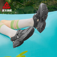 匹克（PEAK）瑪麗珍男鞋女鞋春夏新款魔術(shù)貼厚底涼鞋海螺沙灘百搭舒適休閑鞋 黑色/銀色 35