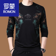 羅蒙（ROMON）男裝秋冬款棉男士T恤長(cháng)袖打底polo網(wǎng)球衫寬松加絨加厚t恤男潮流 9921綠馬薄 收藏店鋪優(yōu)先發(fā)貨