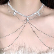 杉貝閃鉆水滴鋯石流蘇胸鏈晚宴肩鏈項(xiàng)鏈身體鏈水鉆鏈條女配飾禮服裝飾 肩鏈流蘇身體鏈