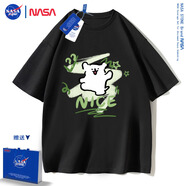 NASA STONE聯(lián)名短袖t恤男女夏季新款爆款純棉百搭上衣半袖潮流寬松透氣夏裝 可愛(ài)小狗 黑色 XL 推薦體重130-150斤