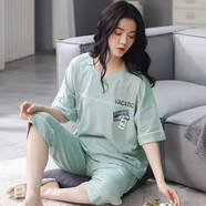 子木雅居純棉睡衣女夏2025年新款短袖七分褲套裝韓版卡通學(xué)生可外穿家居服 短袖七分褲3889七分褲 M 建議80-90斤穿