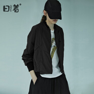 日著（rizhuo）日著原創(chuàng)設計女裝2025秋新款城市輕戶外棒球服飛行員夾克短外套 黑色 XL