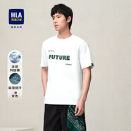 HLA海瀾之家短袖T恤男吸濕排汗涼感短袖男HNTBJ2W105A 米白花紋A5 165/84A