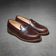 玩累了的孩子！前行吧！Country Loafers 固特異復(fù)古手工樂福皮鞋子男夏季 泰慶油蠟皮—深啡色（A1#） 41