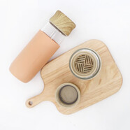 樂(lè )扣樂(lè )扣玻璃杯茶杯木紋蓋便攜杯硅膠杯套學(xué)生白領(lǐng)杯男女情侶杯 LLG649PIK櫻花粉