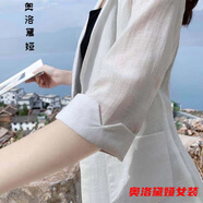 西裝外套女薄款夏季薄款小個子小西裝女外套款夏秋棉麻西服韓版服休閑英倫風(fēng)女 白色 L