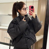 伊琦蕾棉服羽絨2025小個(gè)子新款加厚寬松棉襖面包冬季短款外套學(xué)生棉衣女 黑色 M 【120-140斤】