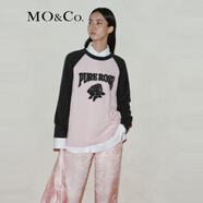 MO&Co.【綿羊毛×山羊絨】春秋美式復(fù)古寬松毛衣紅色摩安珂 冰粉色 M 165