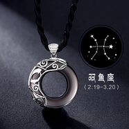 心草十二星座銀黑曜石項(xiàng)鏈男士個(gè)性日韓吊墜流掛件情人節(jié)禮物送送男友 雙魚座（陽(yáng)歷：2月19～3月20）