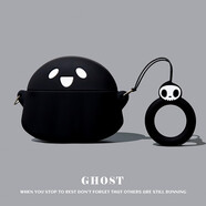 京苑適用蘋果AirPods Pro二代保護(hù)套Air3/4/5/6/7代華強(qiáng)北pro3三代藍(lán)牙耳機(jī)套airpods4硅膠軟殼 【黑底 幽靈+指環(huán)扣】硅膠軟殼 AirPods Pro/Pro2 保護(hù)套