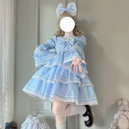唐努烏唐努烏洛麗塔新款洛蕾小姐Lolita洋裝袖子可拆卸op連衣裙仙女 淺藍(lán)色 S