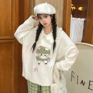 森女部落原創(chuàng)甜美風萌趣小羊?qū)捤擅虑锒锒驴钆b 毛衣（單件） 單件 S