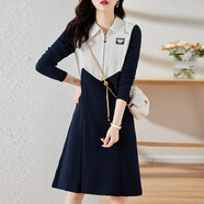 蕭遇（XIAOYU）新款連衣裙子女裝2023年春季秋天女士長(cháng)袖氣質(zhì)休閑時(shí)尚小個(gè)子衣服 圖片色 M （建議95-105斤）