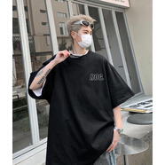 OEMG美式復(fù)古純色棉短袖t恤男25夏季新款重磅半袖上衣服寬松情侶體恤 DSB241-A1046黑色 5XL 【建議195-210斤】