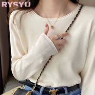 RYSYU打底衫女2025新款秋冬小香風(fēng)內搭寬松毛衣長(cháng)袖針織衫黑色低領(lǐng)上衣 杏色【z】 L (105-120)