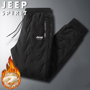 JEEP SPIRIT吉普運(yùn)動(dòng)褲男秋冬羊羔絨棉褲保暖長(zhǎng)褲加厚休閑褲 黑色束腳 L