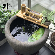 流水趣 竹排竹子流水循環(huán)擺件流水器上半部庭院客廳陽臺陶瓷荷花缸造景 竹排長30＋水泵＋過濾棉（不含缸