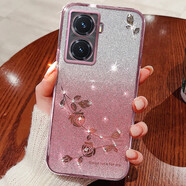 羅璐鷗 vivo Y77手機(jī)殼女款硅膠殼VIVOY77 5G外殼全包保護(hù)套高級(jí)水鉆玫瑰花漸變閃粉電鍍 【漸變玫瑰金】+全屏鋼化膜 vivo Y77