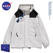 NASA BASE山系戶外沖鋒衣男女款三可拆卸合一防風(fēng)防水登山工裝機能夾克外套 23657象牙白-男女同款（春秋款） S（推薦體重115-130斤）