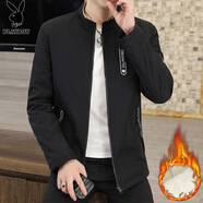 花花公子（PLAYBOY）外套男春秋季新款潮流休閑寬松立領(lǐng)夾克男士潮流上衣高級(jí)感男裝 618黑色加絨 2XL