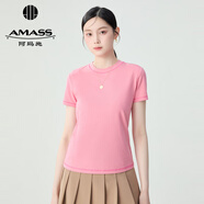 阿瑪施（AMASS）女裝2025新款縫線設(shè)計(jì)修身短袖莫代爾T恤女5301025 5301024 圓型領(lǐng)-粉 L (4碼)