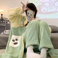 夢(mèng)舒紛睡袍女冬睡衣春秋季可愛(ài)學(xué)生中長(zhǎng)款加絨加厚宿舍家居服珊瑚絨卡通 帕恰狗睡袍 L