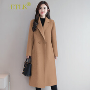 ETLK2025年秋冬季新款高端優(yōu)雅氣質(zhì)雙面羊毛大衣女中長(cháng)款羊毛呢子外套 駝色 M （90-100斤）卡碼拍大