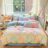兰芮（Lanrui） 纯棉四件套床上用品学生宿舍床单枕套被套印花全棉套件 莫莱卡 165*210cm三件套(1.2m床)