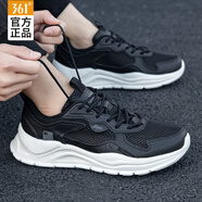 361°男鞋運動鞋男跑步鞋秋季網(wǎng)面透氣大孔慢跑鞋防滑戶外休閑鞋子男 曜石黑-6 44