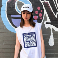 荷棠夢吊帶背心女學(xué)生韓版外穿無袖女小背心夏季寬松中長款大上衣 四人頭白 M (建議115斤下)