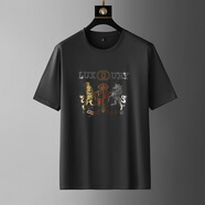 畢蒙夏季加肥加大短袖打底衫男士寬松半袖t恤大碼男裝特大號體恤 黑色 XXL（160-190斤）