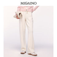 曼婭奴（MIGAINO）女裝2025年秋冬新款寬松簡約百搭休閑長褲MO42BC022 奶白色 160/66A/M