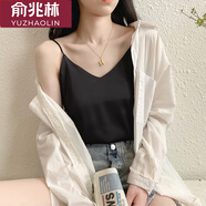 俞兆林吊帶背心女夏季新款西裝內搭性感外穿寬松仿真絲露肩無袖上衣潮 702冰絲吊帶 黑色1件  均碼 （80-140斤）
