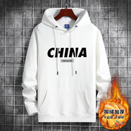 賓宇兄弟（BINYUXD）秋冬季連帽加絨衛(wèi)衣男帶帽保暖套頭青年帽衫休閑青春潮ins寬松 CHINA白色 XL(建議120-140斤)