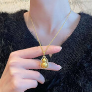 歐顏?lái)f雪同款5G黃金葫蘆項(xiàng)鏈女999足金新款鑲嵌轉(zhuǎn)動(dòng)掛墜鎖骨鏈套鏈 黃金葫蘆+18K肖邦鏈/金重約4.19g