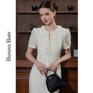 香蕉寶貝（BANANA BABY）2024年夏秋新款娃娃領(lǐng)氣質(zhì)連衣裙女顯瘦通勤魚(yú)尾長(cháng)裙D243LY550 杏色 S