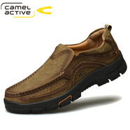 德國駱駝動感（camel active）男鞋秋季新款真皮休閑皮鞋男士百搭低幫軟皮潮鞋 卡其 38