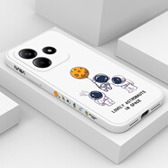 第一季紅米note14pro新款手機殼 防摔軟殼個性 紅米note14卡通潮牌全包保護套 古董白-三個宇航員黑字 紅米NOTE14Pro