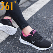 361°女鞋運(yùn)動鞋女夏季新款透氣網(wǎng)面跑步鞋學(xué)生網(wǎng)鞋361度女士休閑鞋子 烏黑色/粉2266 40