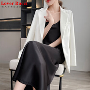 LOVER RUCCI重磅醋酸桑蠶絲吊帶連衣裙女法式氣質(zhì)高級感打底緞面料長(cháng)裙 黑色 2XL