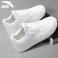 安踏（ANTA）板鞋男鞋2025春季新款小白鞋厚底低幫白色休閑鞋子輕便運動鞋男 紙莎白 40