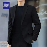 羅蒙休閑西裝男士裝單件西西服外套潮流正裝套裝 黑色[一扣單件] 3XL 185