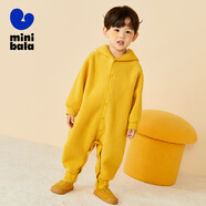 Mini Balabala迷你巴拉連體衣秋寶寶萌趣雙面穿毛絨爬服 黃白色調(diào)00331 80cm